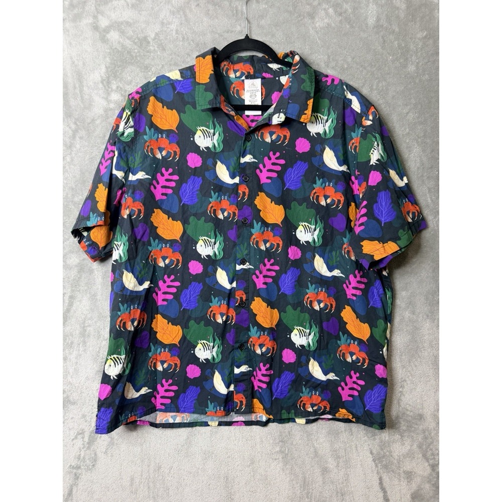 Disney Parks Mens  XL The Little Mermaid Camp‎ Shirt Button Down